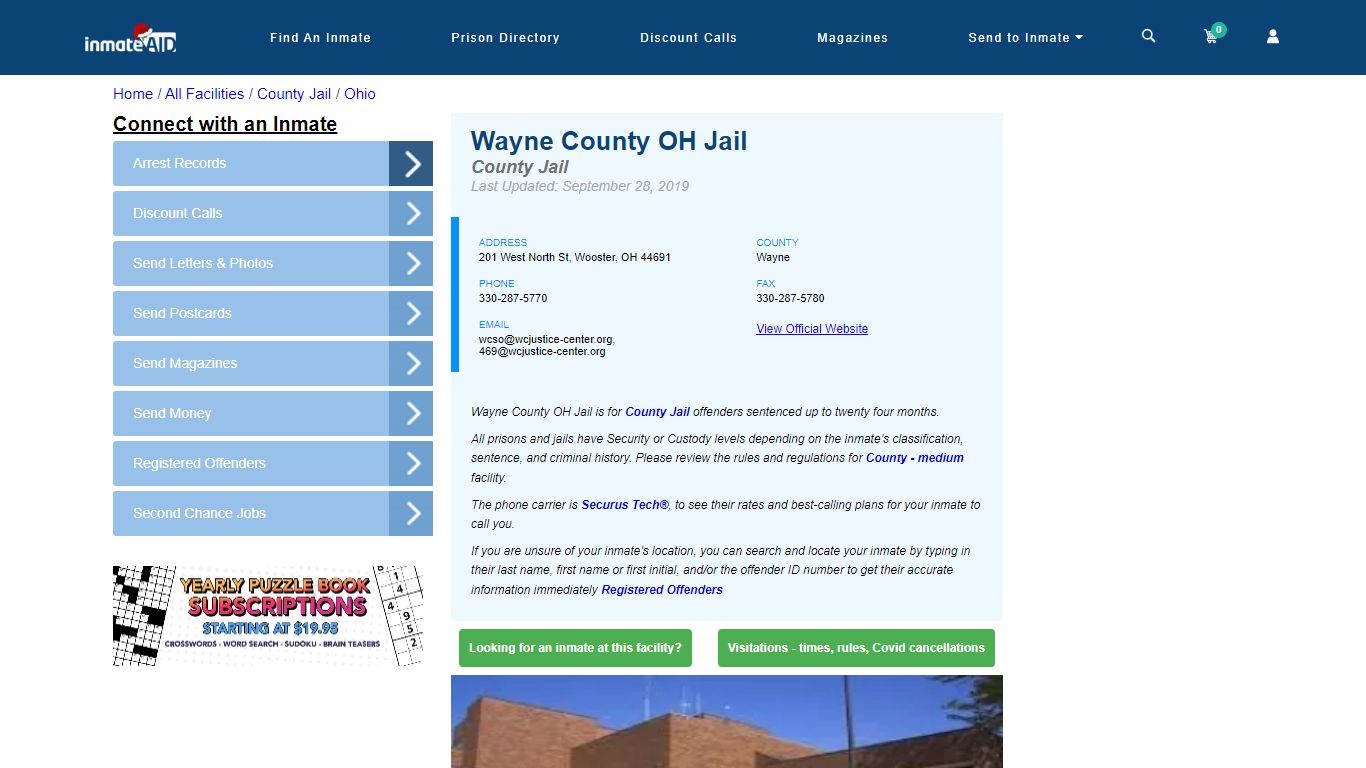 Wayne County OH Jail - Inmate Locator - Wooster, OH